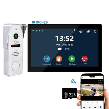 New Tuya 7/10 Inch Video Wifi Intercom Tuya Smart Home Wired video doorbell System 1080P 148°Doorbell Camera Full Touch Monitor