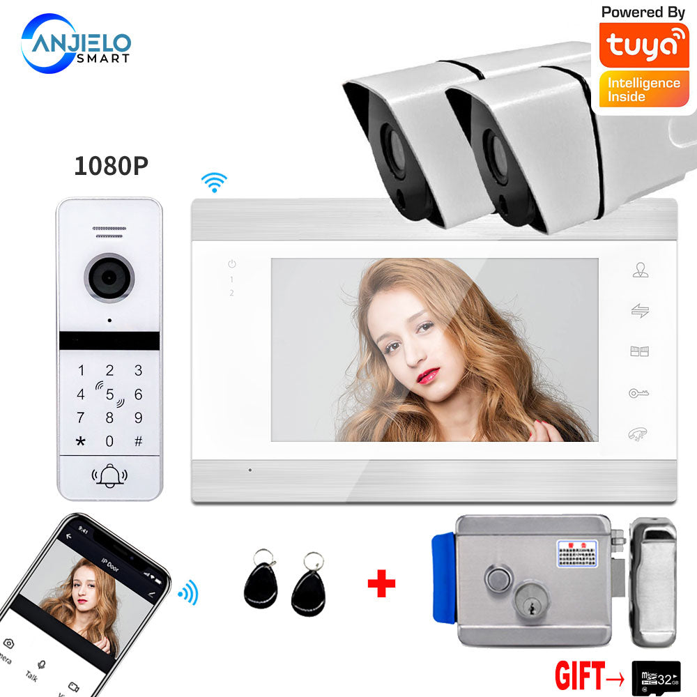 1080P FHD Wireless Tuya Smart Home Doorbell Camera Wifi Video Intercom for Home With Electric Lock Security Protection