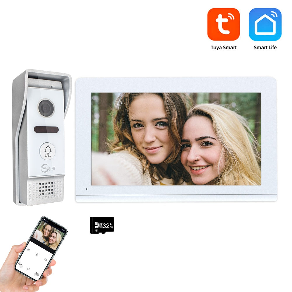 1080p White Wifi Tuya Video Intercom Monitor Video Doorbell Camera Video Intercoms Motion Detection For Home Apartment