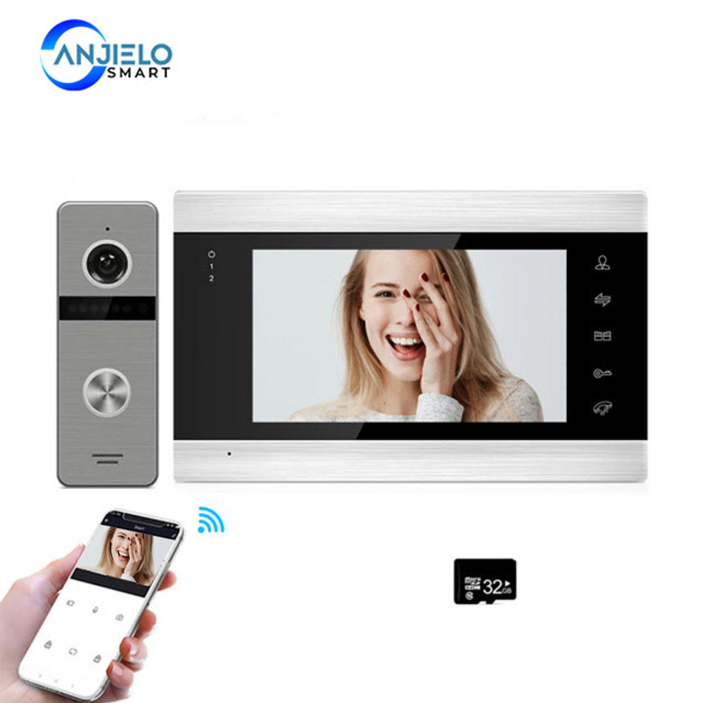 7 Inch 1080P FHD Wifi Door Intercom System With IR Video Doorbell Motion Detection Night Version Support Password Unlock for Home