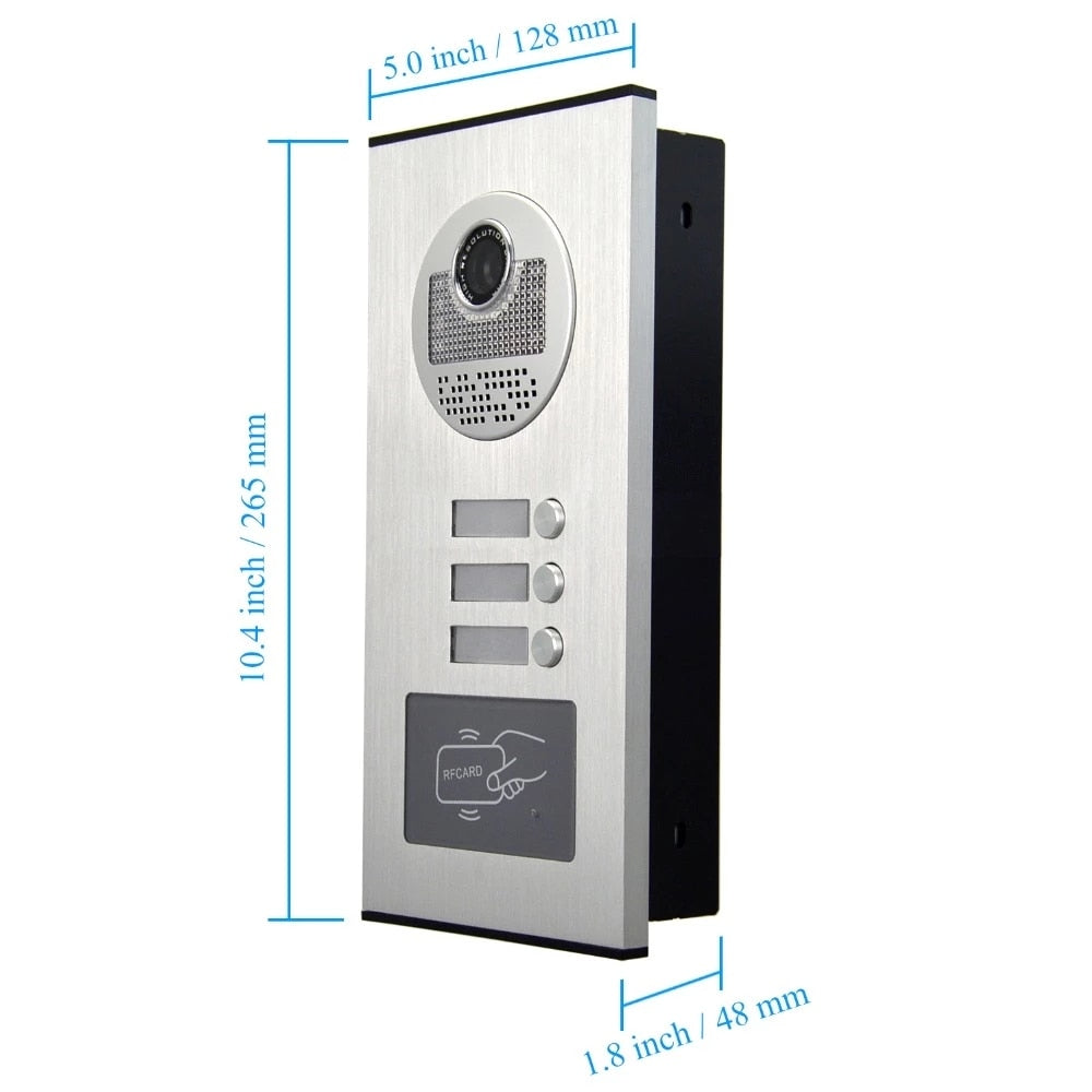 AnjieloSmart 2/3/4 Units Apartment Intercom System Video Doorbell Camera Aluminum Alloy 7" Monitor 7 RFID Card