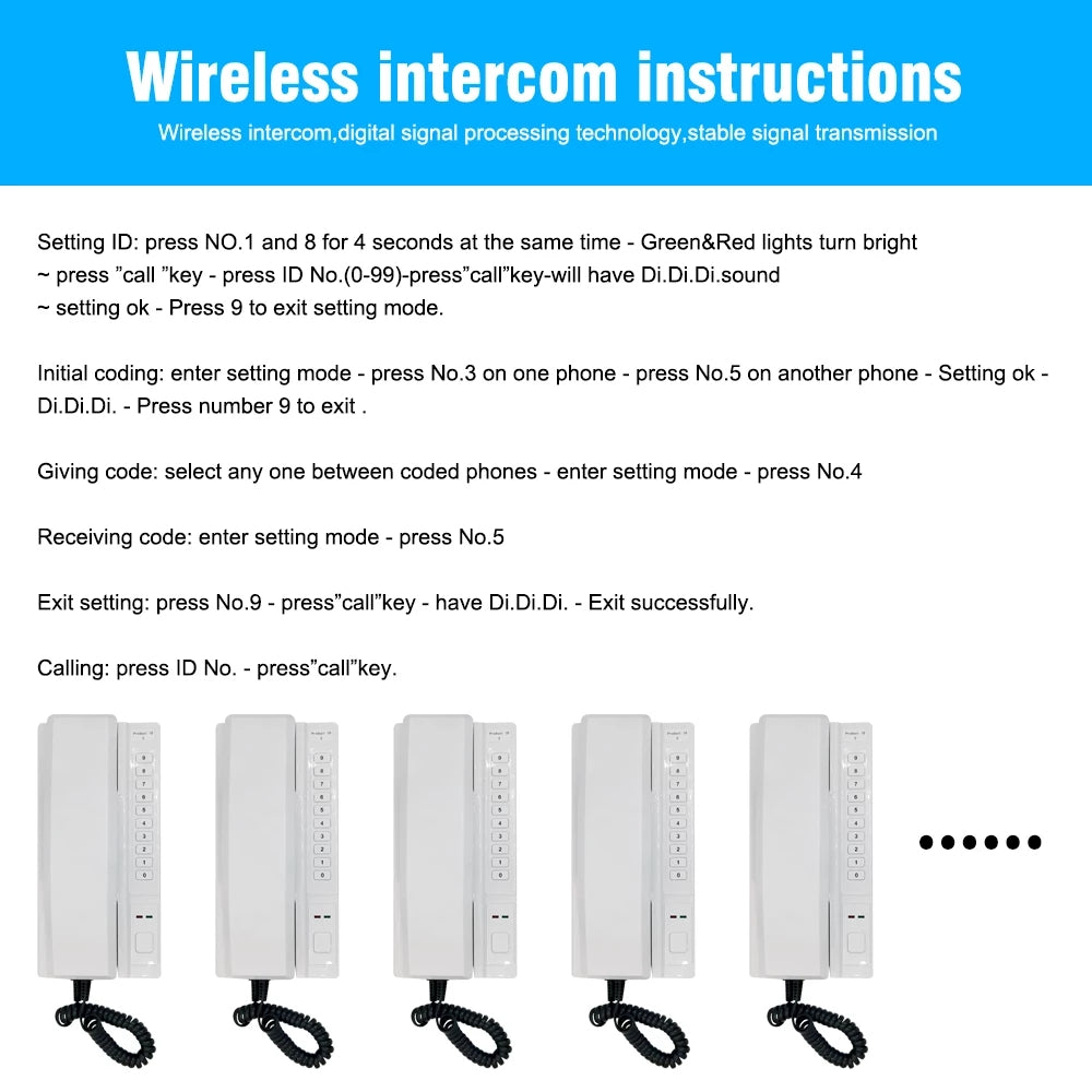 2.4GHz Wireless Audio Intercom System Access Door Phones Home Door Pho ...