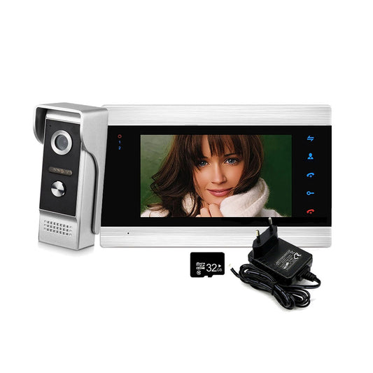 AnjieloSmart 7 pouces LCD vidéo sonnette interphone système d'enregistrement de détection de mouvement avec carte SD mémoire 32G système de contrôle d'accès à domicile 