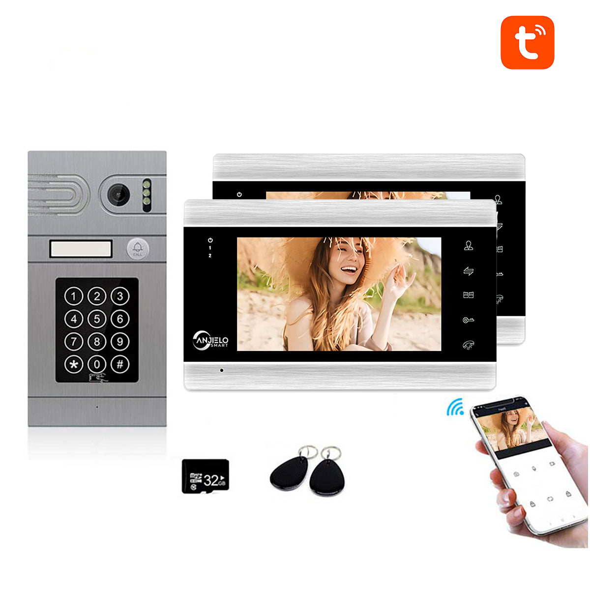 Tuya Smart App Remote Control WiFi Video Door Phone Intercom Access Control System Motion Detection With Code Keypad/RFID Card