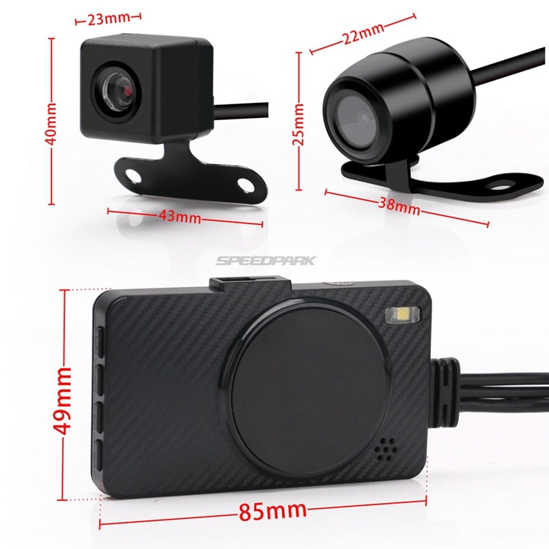 1080P HD Motorcycle Camera DVR Motor Dash Cam with Special Dual-track Front Rear Recorder Motorbike Electronic Moto Waterproof