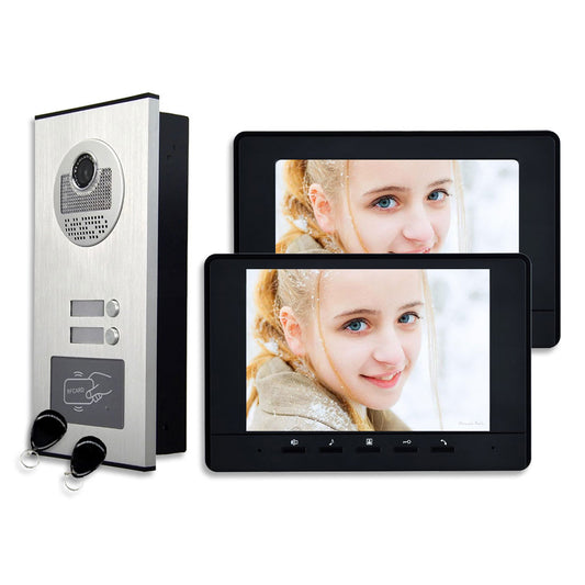 AnjieloSmart 7 '' interphone vidéo couleur RFID carte caméra vidéo sonnette avec 2/3/4 moniteurs (70H530234)