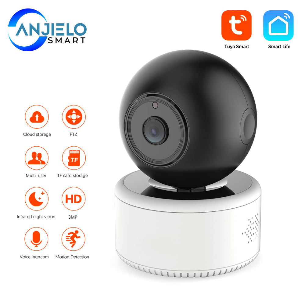 3MP WIFI PTZ IP Camera HD Indoor Smart Surveillance Camera Motion Detection Support Tuya Remote Control Home Security Protection