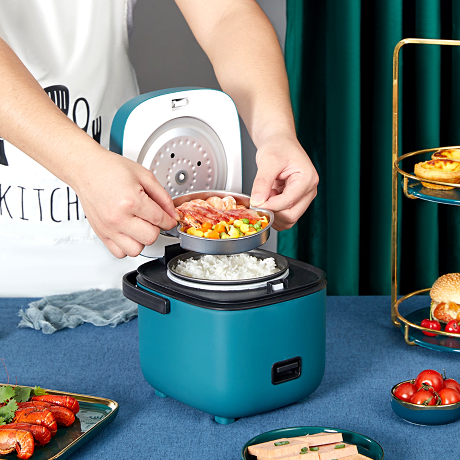Rice Cooker Small 6 Cups Cooked(3 Cups Uncooked), 1.5L Small Rice Cooker  with Steamer For 1-3 people, Removable Nonstick Pot, One Button&Keep Warm