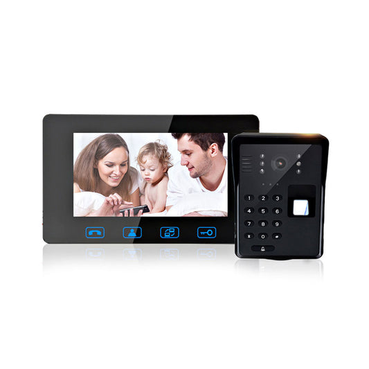 7 pouces LCD filaire empreinte digitale mot de passe vidéo porte interphone IR caméra sonnette déverrouiller porte téléphone avec IR Vision nocturne