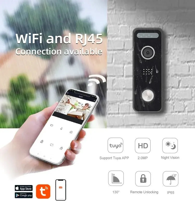 Tuya WiFi Video Doorbell 1080P Home Outdoor Camera POE IP Video Intercom Remote Control Unlock