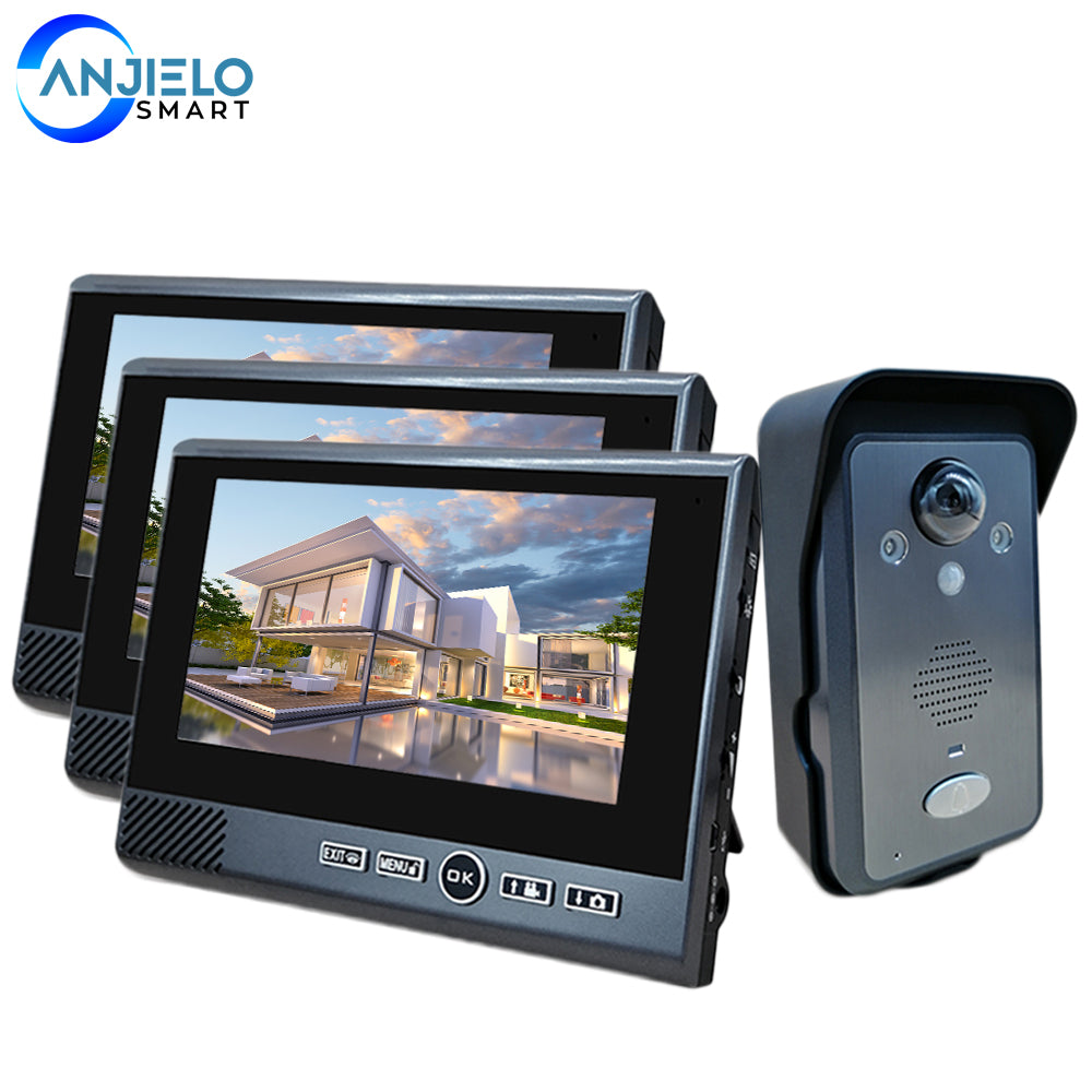 7" 2.4GHz Home Wireless Video Doorbell Office Tamper-proof Wireless Video Intercoms For Home Wireless Video Door Phone Apartment