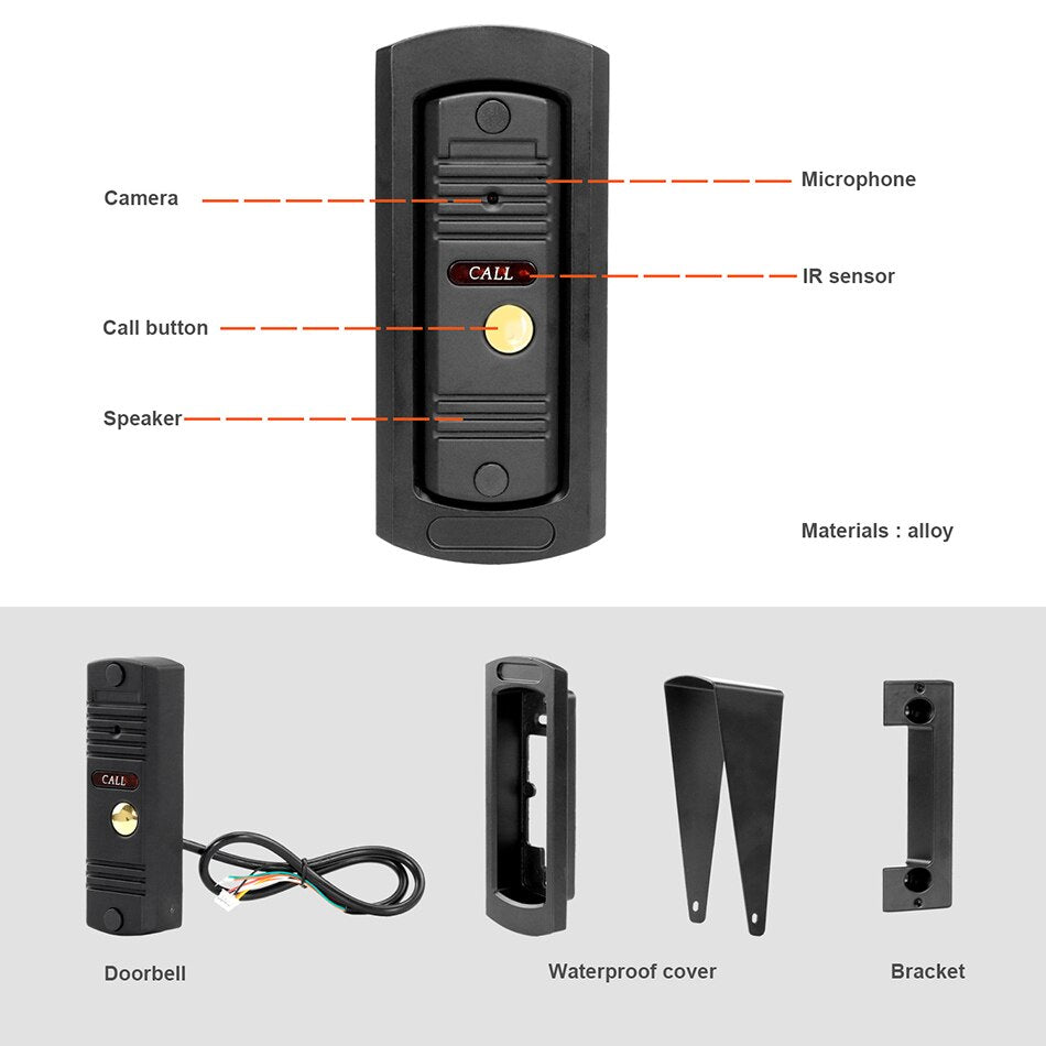 7 Inch Video Door Phone Wired Video Intercom for Private House 1200 TVL Doorbell Camera Support Electronic Lock Motion Detection