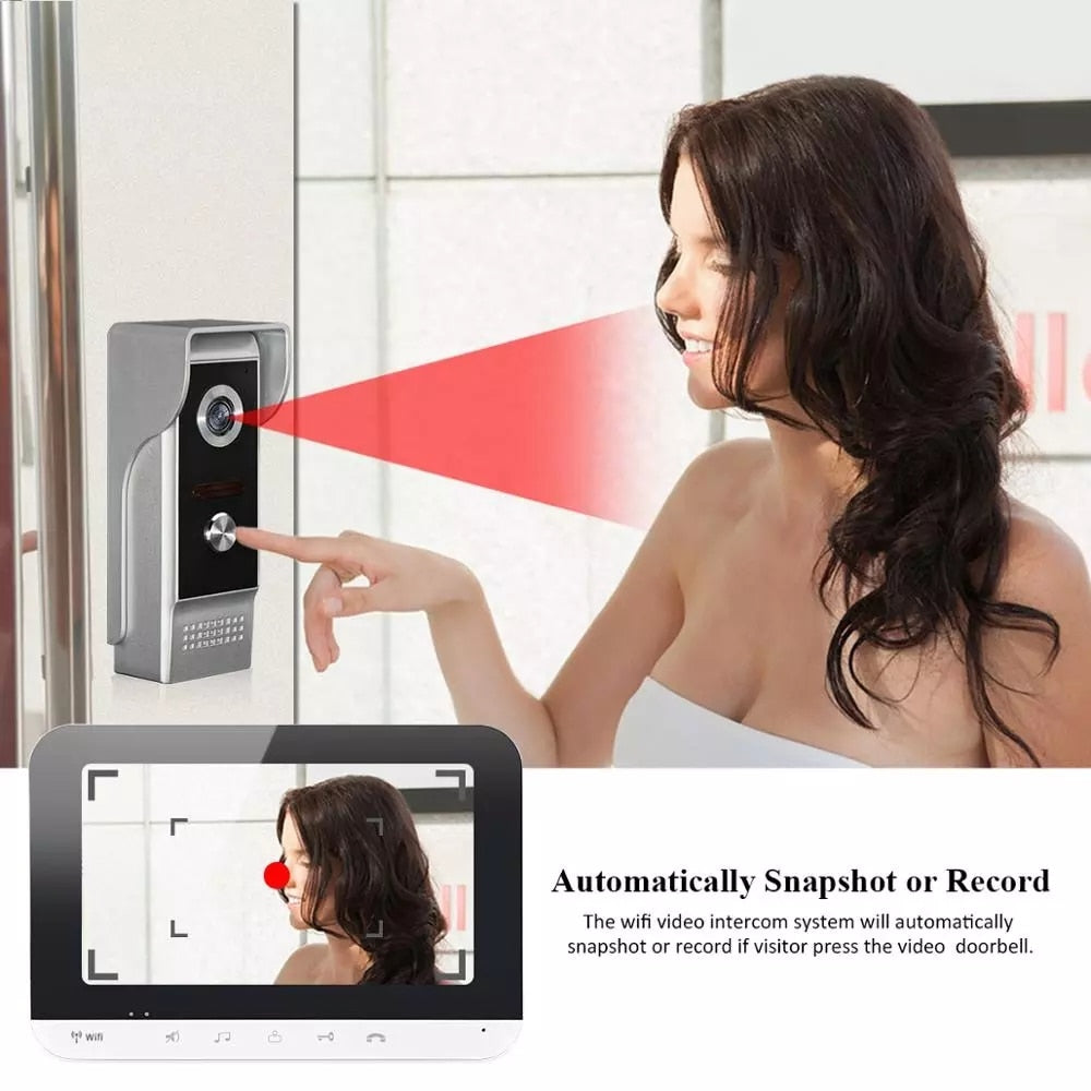 AnjieloSmart 7 Inch Wifi Video Intercom for Home Monitor Video Doorbell with Camera Unlock Doorbell for Home Security