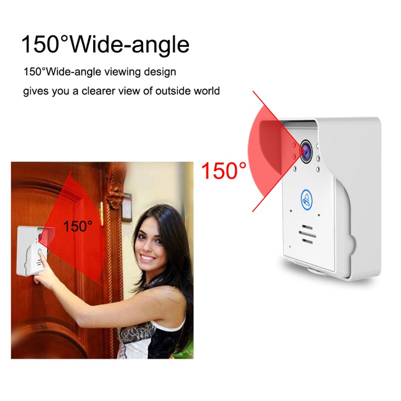 7 Inch Wired Video Door Phone System Electronic Unlock Doorman Camera Monitor Outdoor Home One to One Door Intercom System