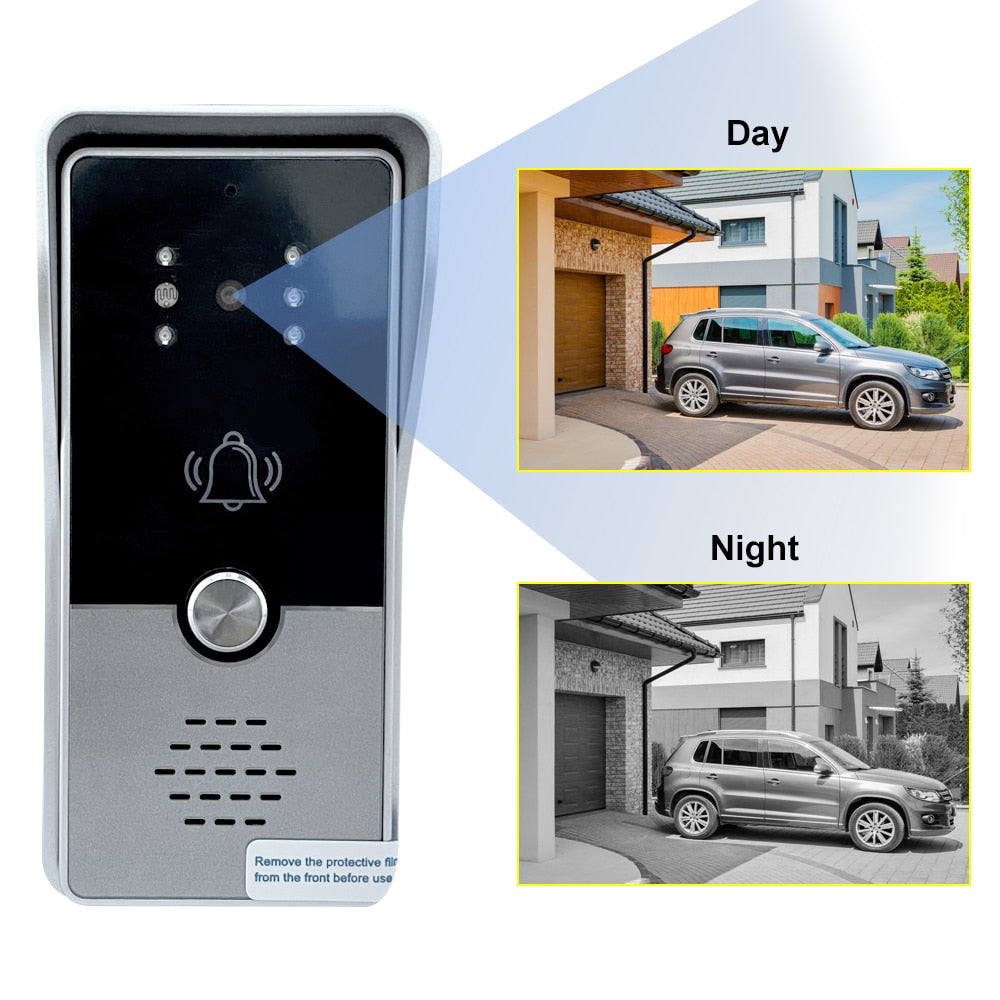 7 Inch Wired Video Intercom Doorbell System With 1000TVL Night Vision IP65 Waterproof Outdoor Doorbell for Home Control Unlock