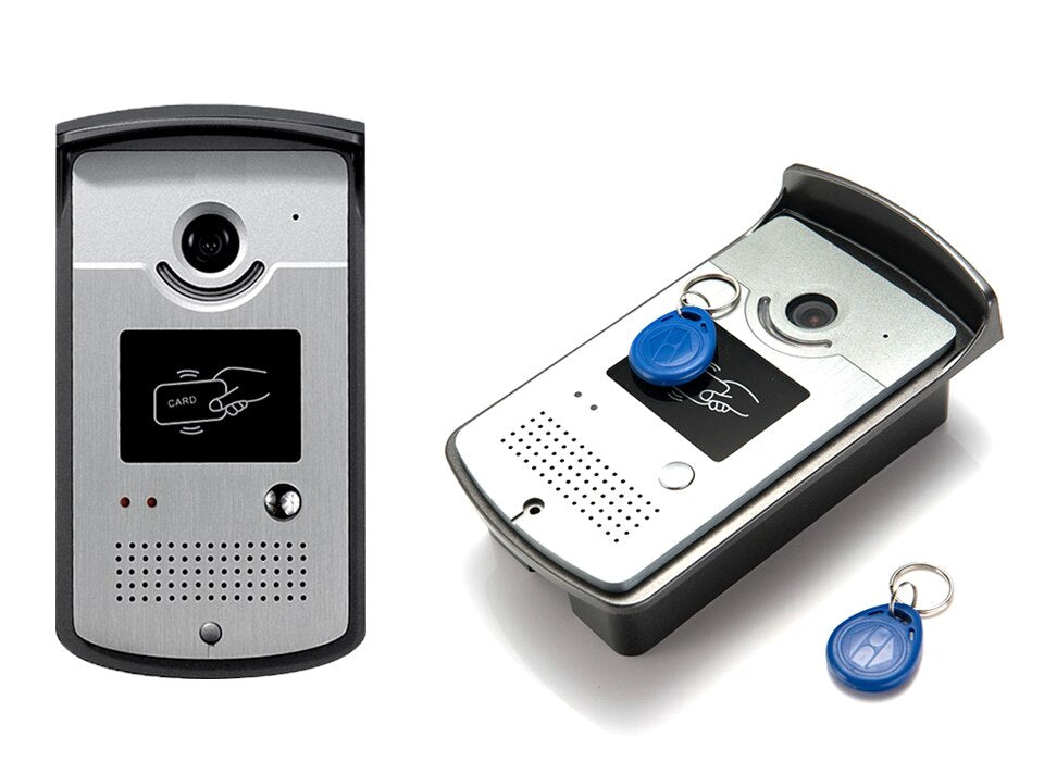 Kit de visiophone de 7 pouces avec porte-clés d'identification + serrure électrique + alimentation + sortie de porte pour système d'interphone vidéo de sonnette vidéo de villa