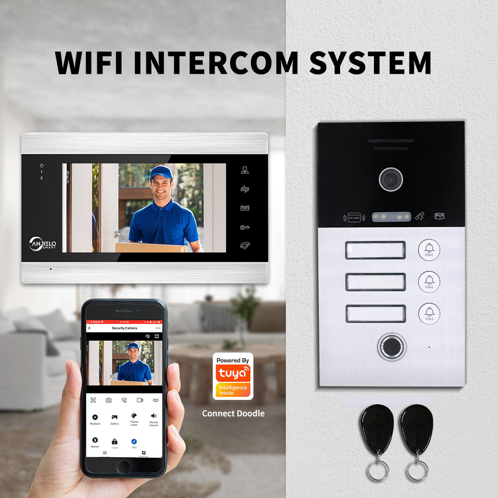 7"WIFI Wireless Video Intercom For Apartment 1080P Video Doorphone Cal ...