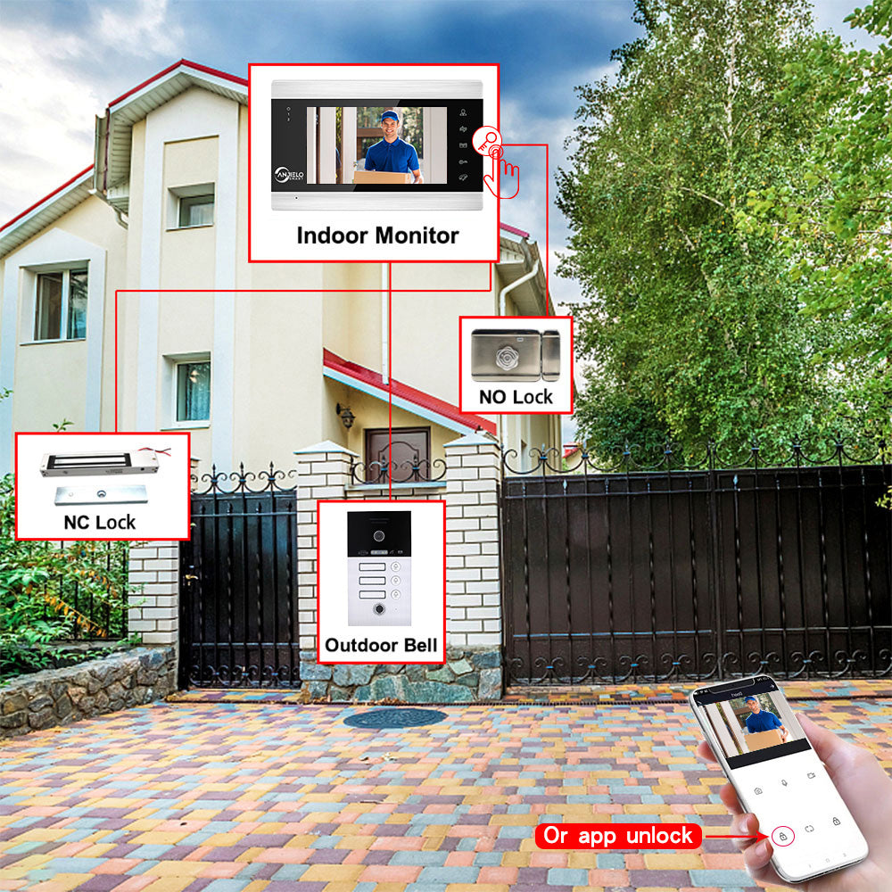 7"WIFI Wireless Video Intercom For Apartment 1080P Video Doorphone Call 1/2/3 Floors WIFI Door Bell Tuya Video Intercom For Home