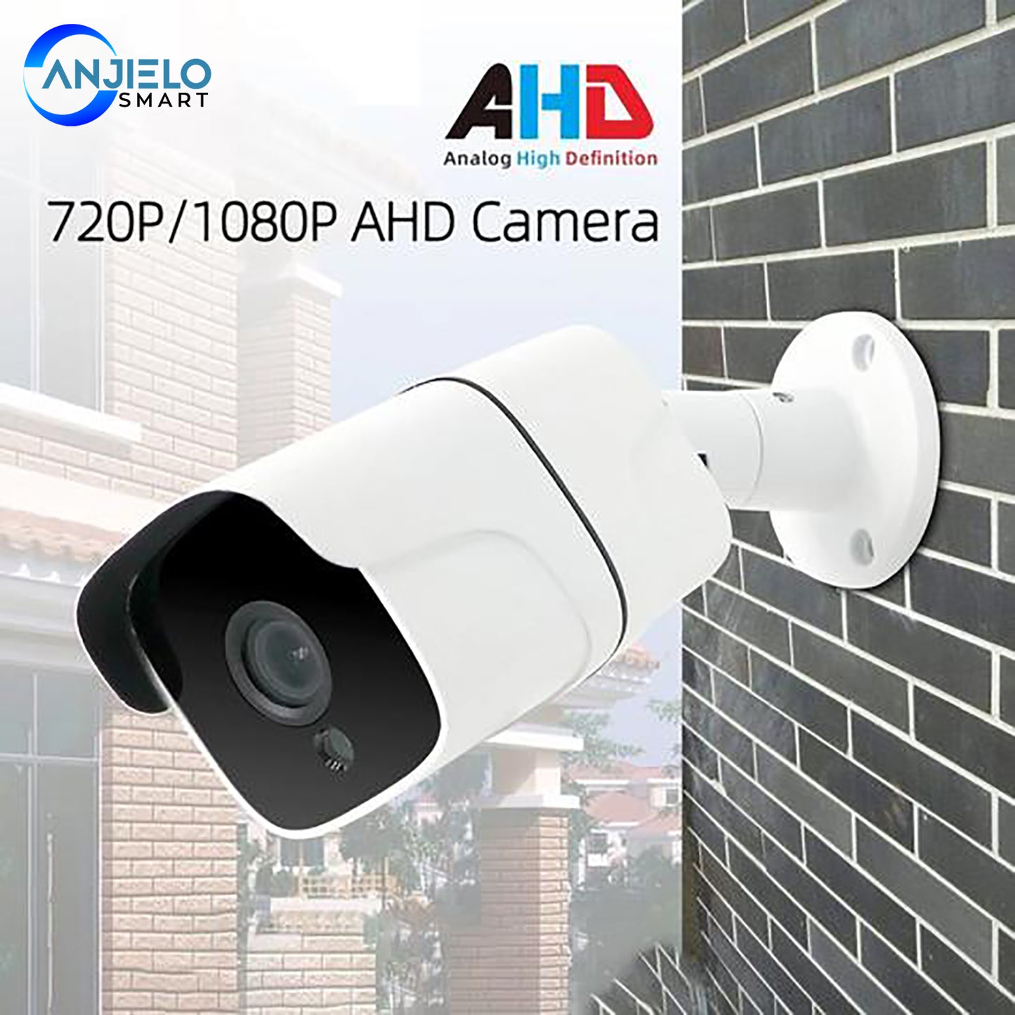 AnjieloSmart 720/1080P AHD Security Camera Video Surveillance Outdoor Waterproof Security Camera White Color 15M IR Night Vision
