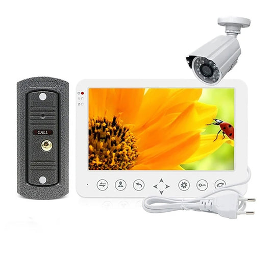 AnjieloSmart 7 ''Interphone pour la maison HD filaire vidéo sonnette moniteur IR Vision nocturne capteur de mouvement pour la sécurité à la maison + caméra 1200TVL 