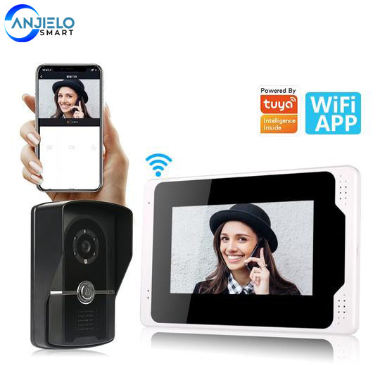 Tuya Smart HD 1080P 7" Wired WiFi LCD Home Video Doorphone 1200TVL IP65 Outdoor Camera Video Intercom System Motion Detection