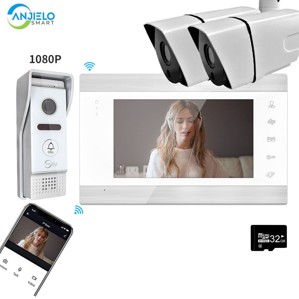 7Inch 1080P Wired Home Video Intercom System Wifi Smart Tuya Video Door Phone Doorbell Camera for Apartment IR Camera