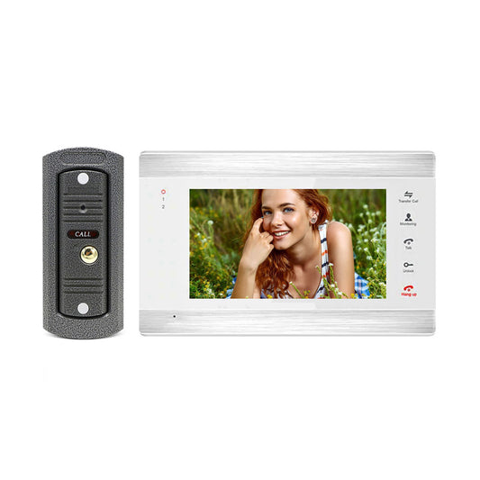 Interphone vidéo filaire avec interphone vidéo 7 pouces pour maison privée 1200 TVL Support de caméra de sonnette Détection de mouvement de verrouillage électronique 
