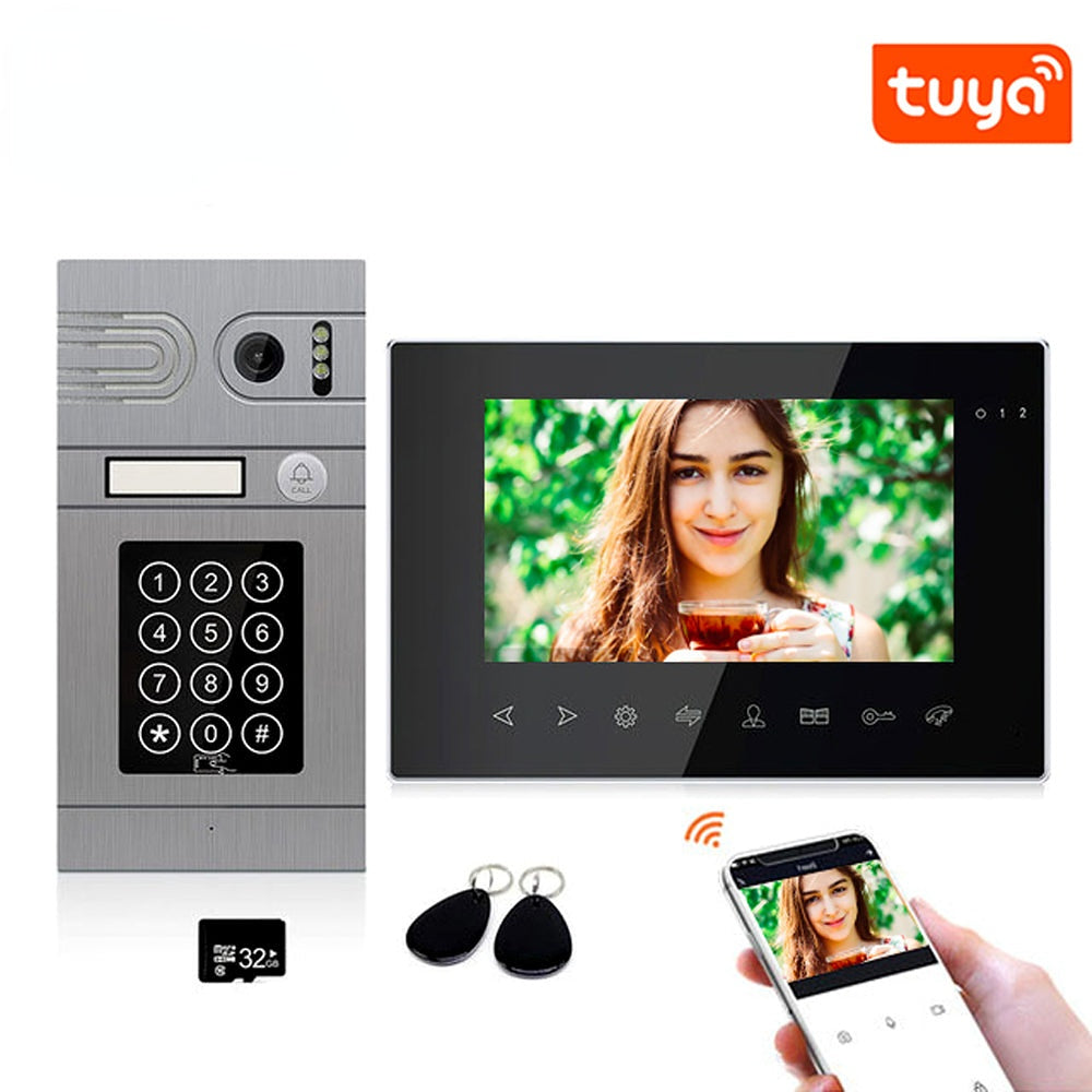 7 Inch Tuya Smart Mobile App Wifi Home Intercom System Video Door Phone 1080P/FHD Screen Support Electric Locks Remote Control