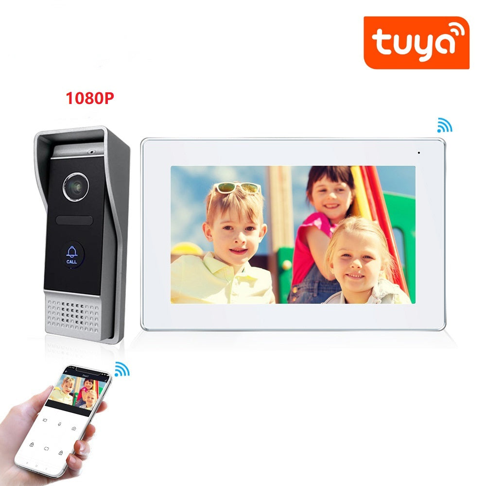 Tuya smart home 7” WIFI Video Intercom for home indoor Monitor 4 wire Motion Detection Doorbell with 2-way audio Outdoor camera