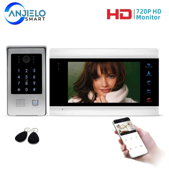 AnjieloSmart 1080P Tuya WiFi Video Door Phone Video Intercom Unlock Motion Detection Access Control Kits