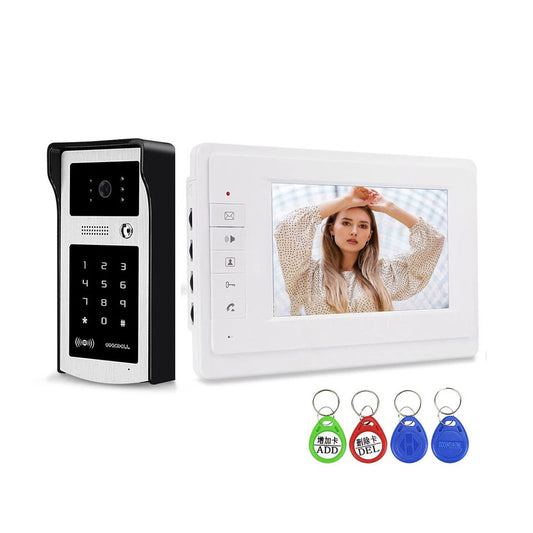 7 "interphone vidéo filaire domestique RFID caméra vidéo interphone système d'interphone pour appartements sécurité Support carte mot de passe déverrouillage 