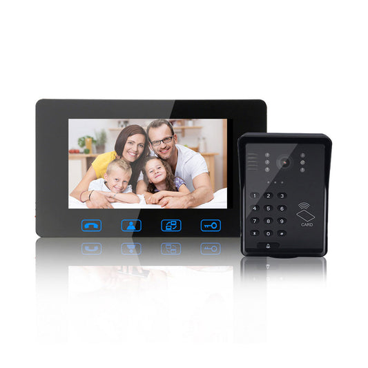 Wired Video Door Entry System 7 inch Screen Support Password/Access Card Unlock Ring Doorbell Motion Sensor