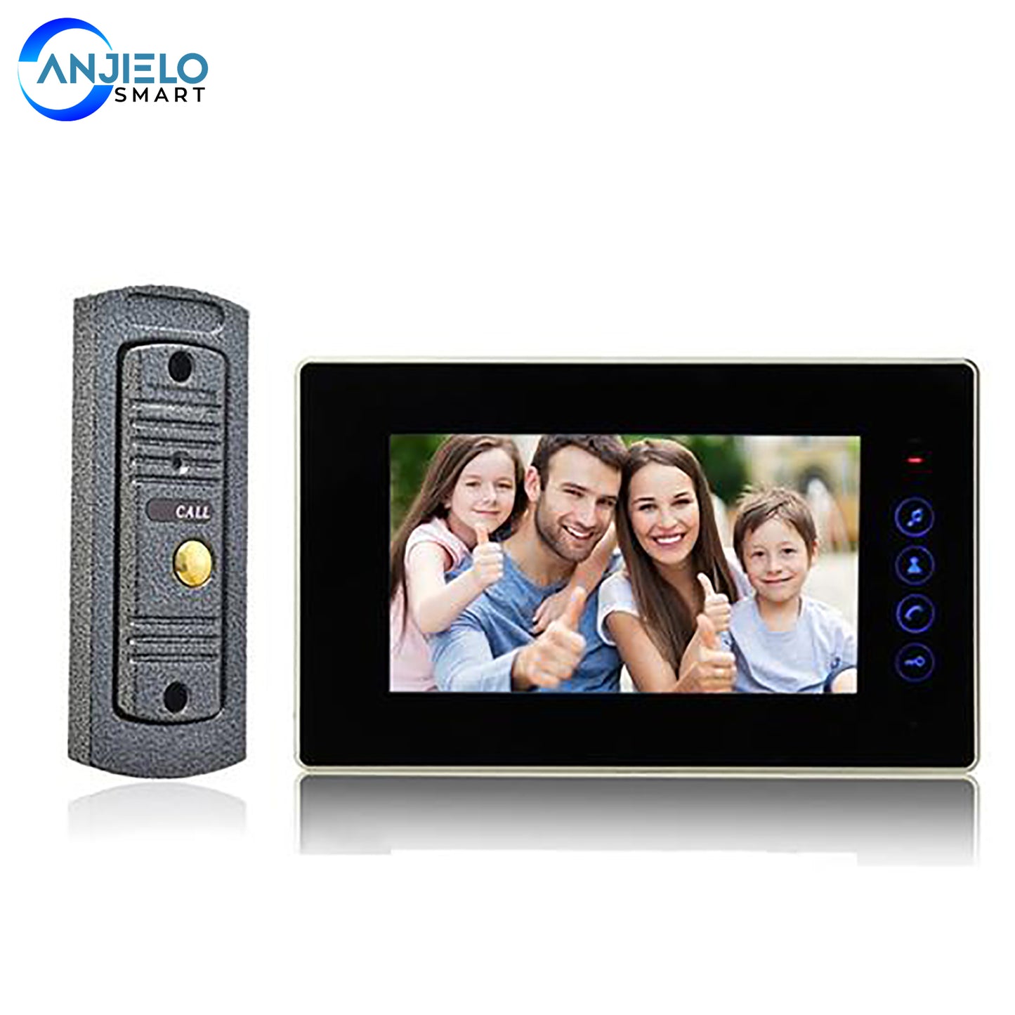 AnjielaSmart 7 Inch Video Doorbell Door Phone Record Intercom System Infrared Night Vision Camera with 16G TF Card