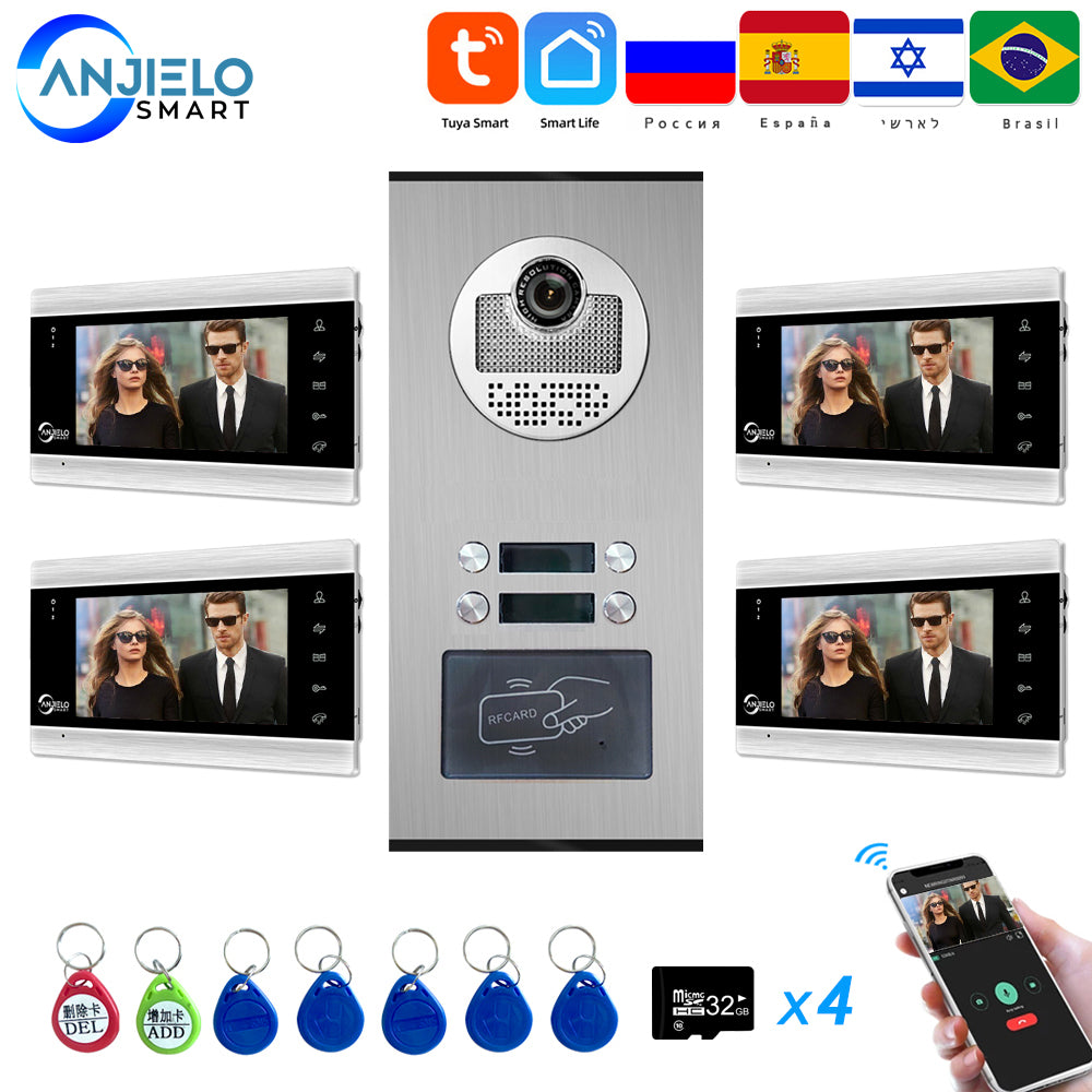 Anjielosmart 7 inch Tuya Smart Video Intercom For Home Video Doorphone Doorbell Camera Villa Wifi Video Intercom System Apartment