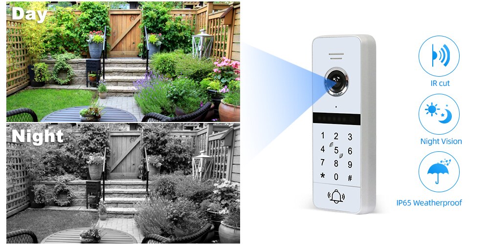 Anjielosmart 1080P Outdoor Camera with Night Vision Password Unlock RFID Cards Unlock and Waterproof Concected with Monitor