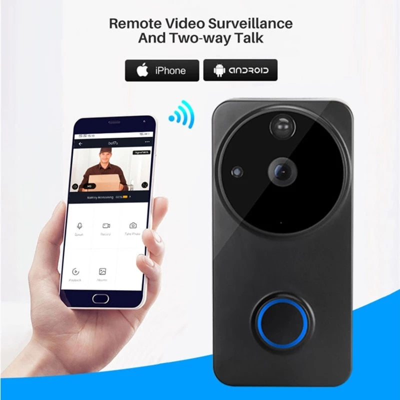 Anjielosmart Video Doorbell Tuya WiFi Smart Video Doorbell work with Google Home Voice Control Door Peephole Camera Intercom