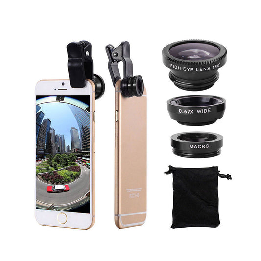 AnjieloSmart 3-in-1 Wide Angle Macro Fisheye Lens Kits & Clip for Smart Phones