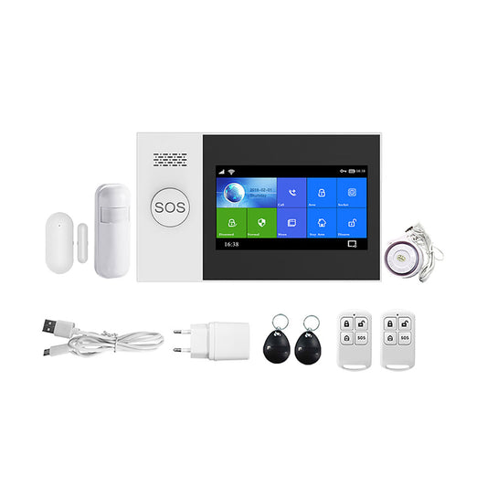 4.3 Inch 433MHZ WIFI GSM Home Wireless Security Burglar Alarm System Kits Monitor Motion Sensor Tuya APP IP Camera 10 Languages