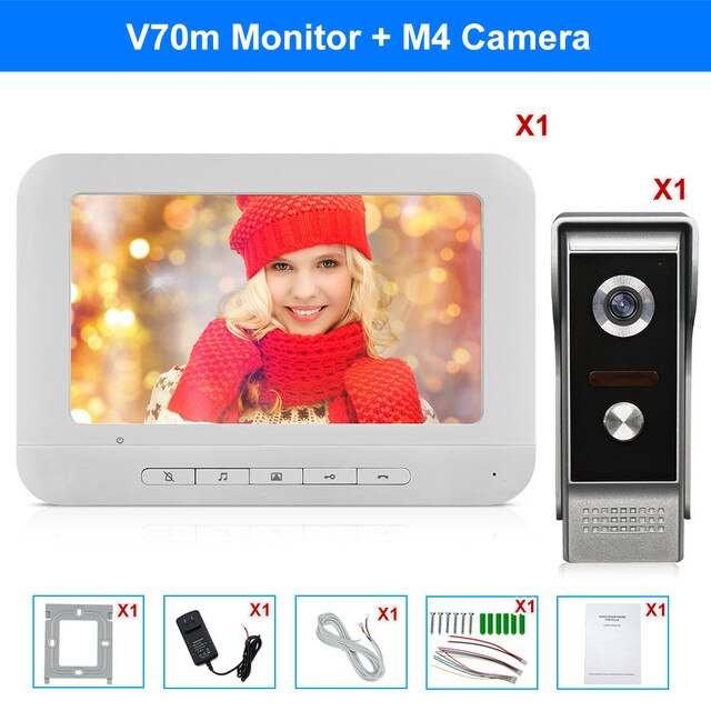 Home 7'' Wired Video Door Phone Intercom System Video Doorbell IR Night Vision Dual-way Intercom  for  Apartment Security