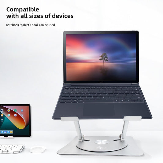Support d'ordinateur portable pour tablette Macbook support en alliage d'aluminium élévateur rotatif à 360 ° Compatible avec différentes tailles pliable Portable Stable Hover 