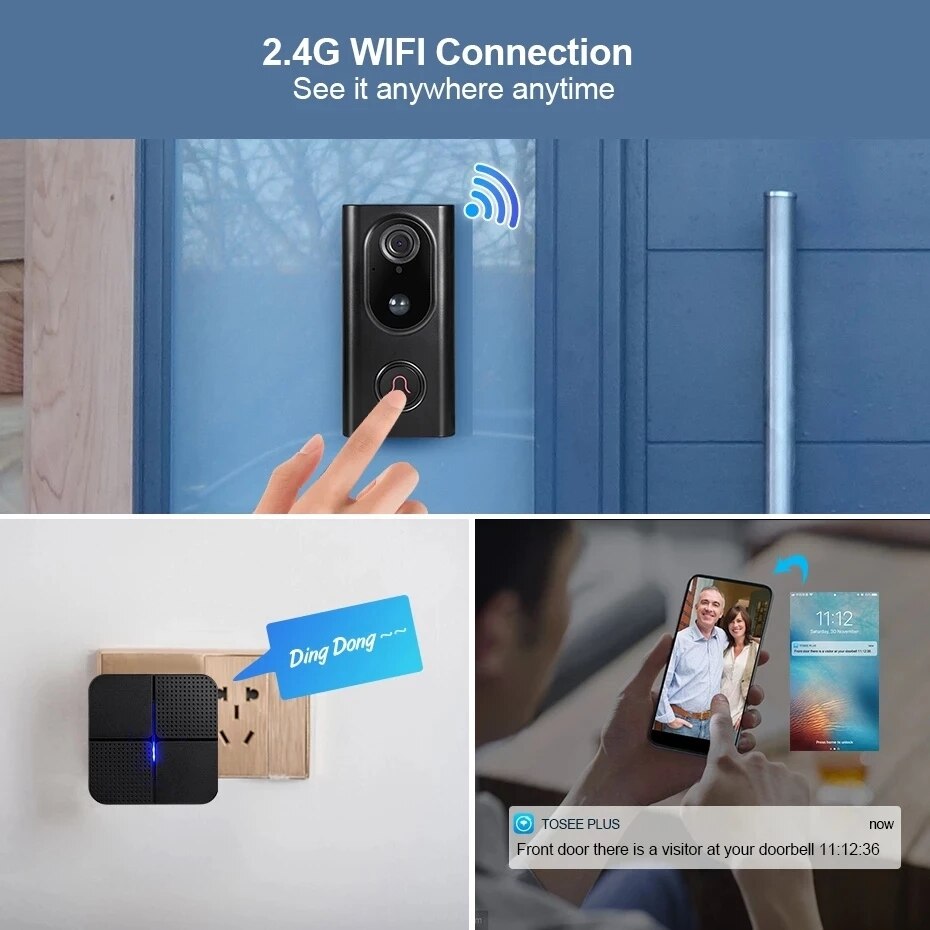 Tuya Smart Life App Wifi Wireless Video Door Phone Support Alexa & Google Home Doorbell Camera