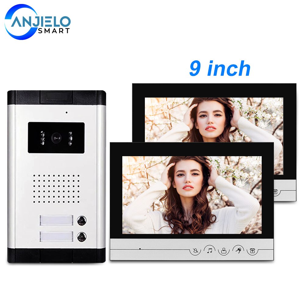 New 9 Inch Wired Home Video Door Phone System with Handsfree Dual-way Talk IR Night Vision Camera for Home Apartments Security