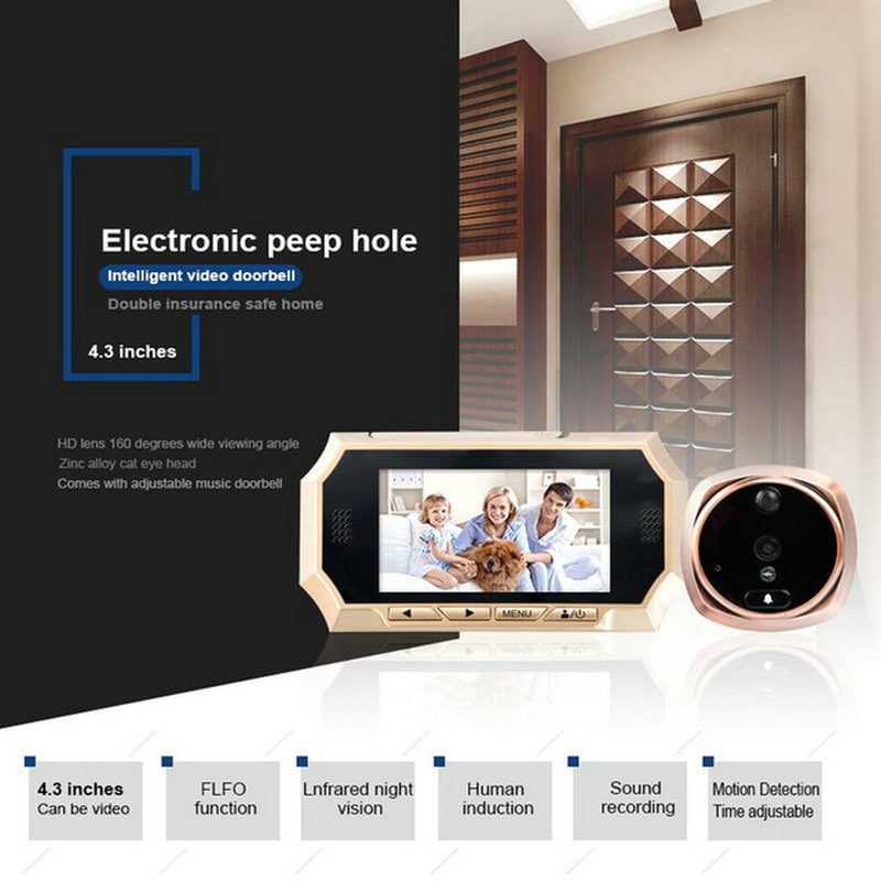 Peephole Video Doorbell 1.3MP HD Night version Camera House Visitor talk-back Intercom system 160° wide angle viewing