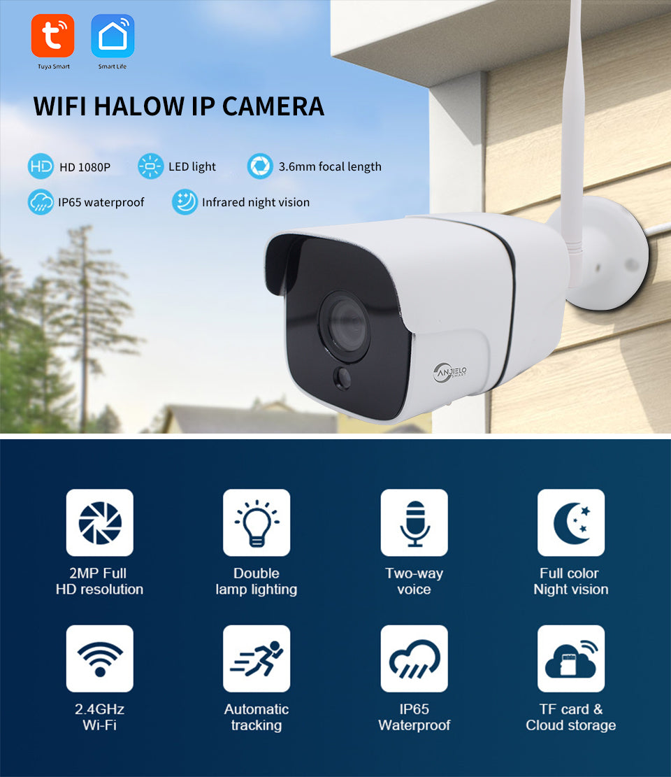 2MP Tuya WIFI HaLow IP Camera Smart Home Security Protection 1000m Long  Distance Night Vision Wifi Security IP Camera