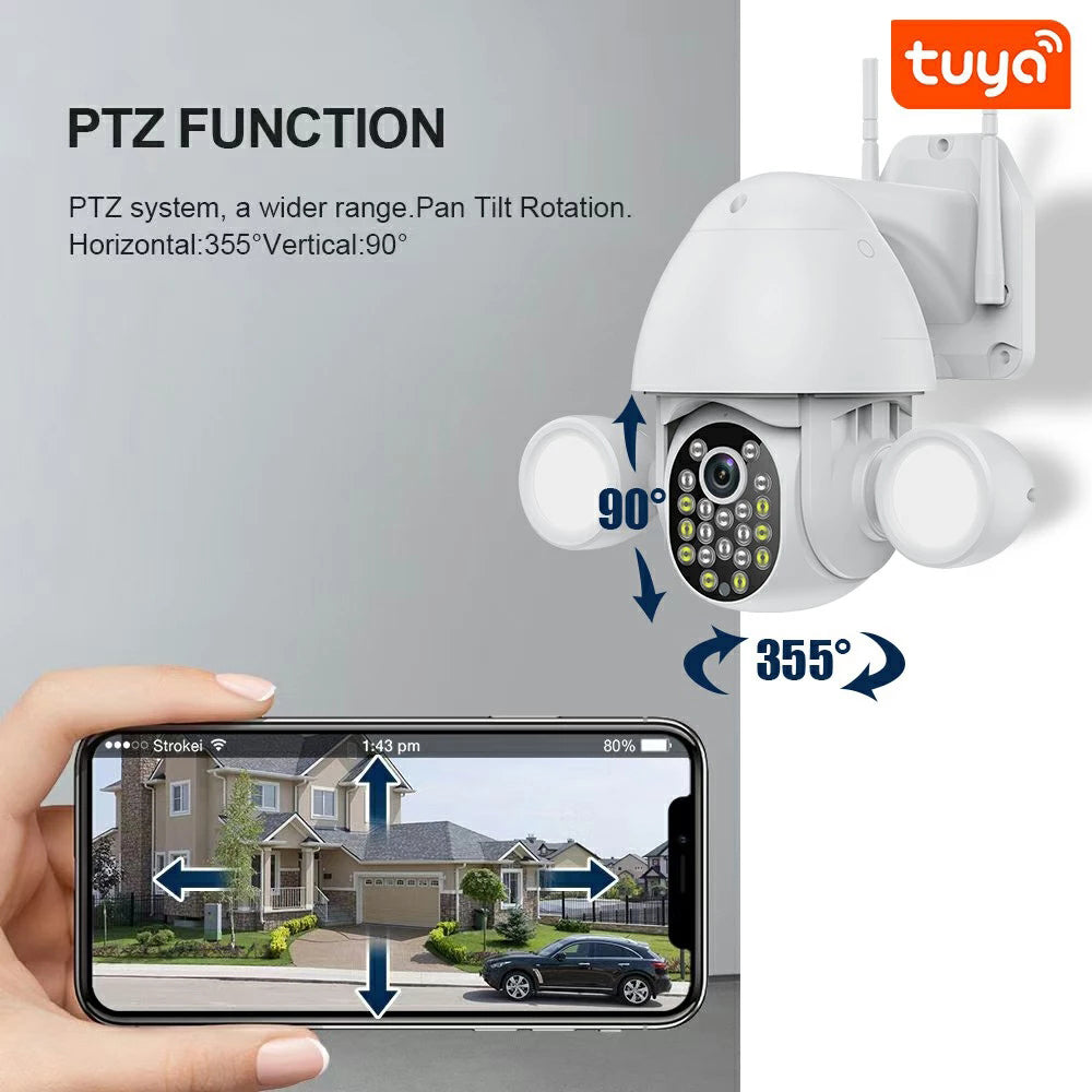Caméra de sécurité à 360 °, Systèmes de caméras CCTV de suivi automatique,  1080p WiFi PTZ