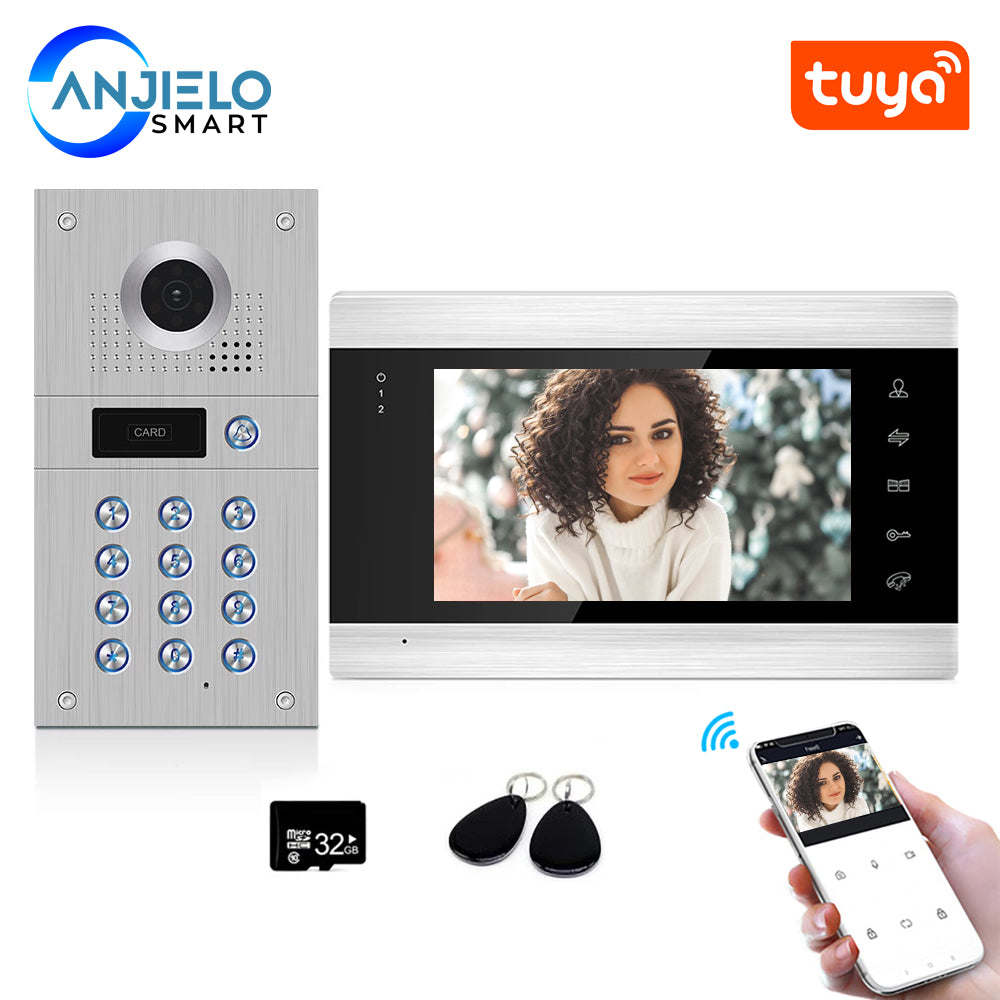 7 inch Video Door Phone Video Intercom System 1 Touch Monitor+RFID Doorbell  LED HD Camera Electric Lock In Stock FREE SHIPPING