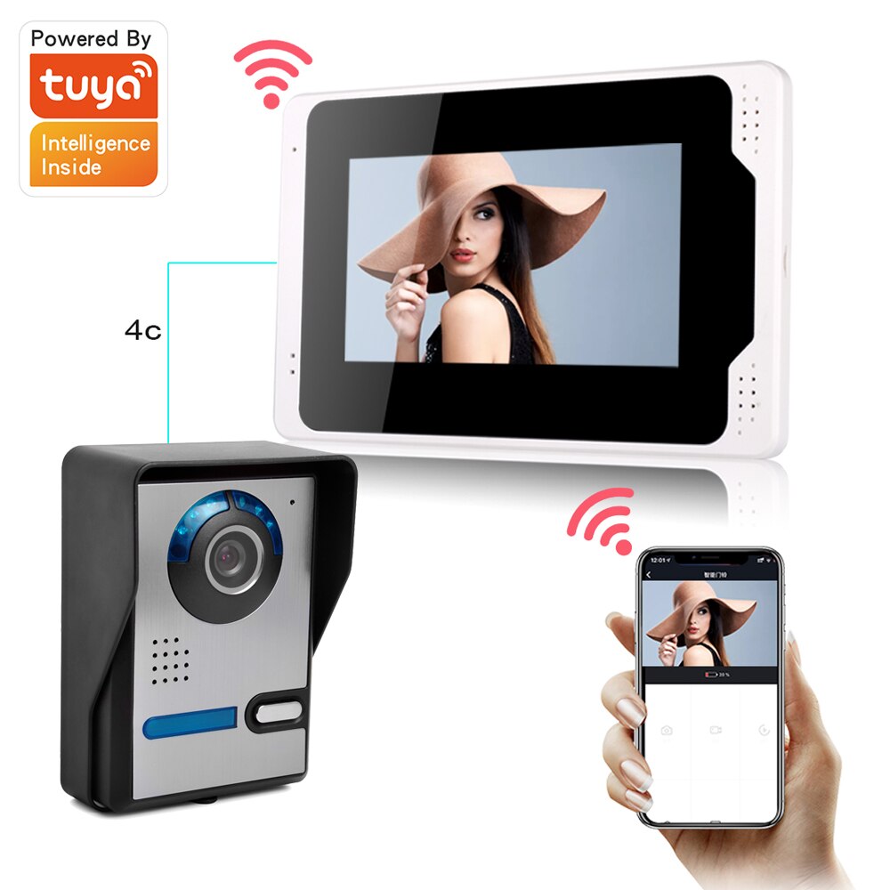 Smart Home Wifi Wired Video Door Phone Intercom Doorbell With Remote Control Unlock Door Waterproof Frame 6 Languages Tuya App