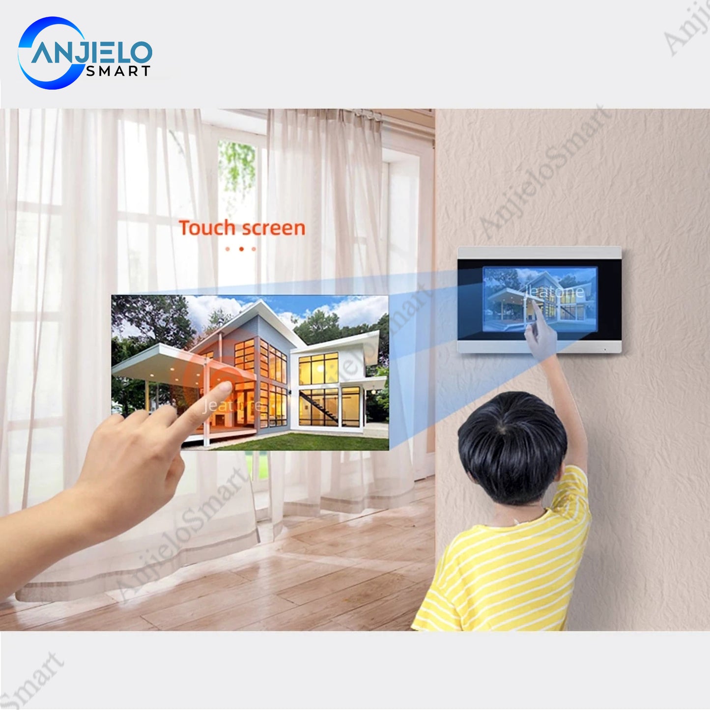 AnjieloSmart Touch Screen Wireless Video Door Phone Intercom Video Doorbell Access Control System Motion Detection