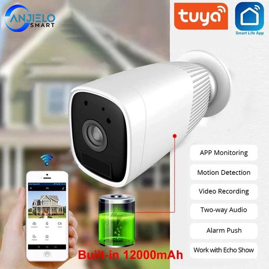 Tuya 1080P WIFI Battery Camera built-in 12000mAh IP Outdoor IP66 Rechargeable
