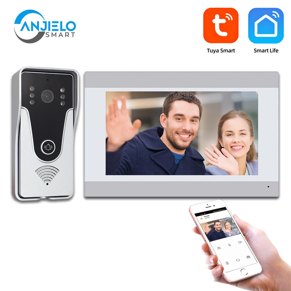 Tuya 1080p Smart Wifi Video Intercom Wired Videophone with Camera 7&quot; Screen Door Intercom Video Doorbell Unlock IP65 Waterproof